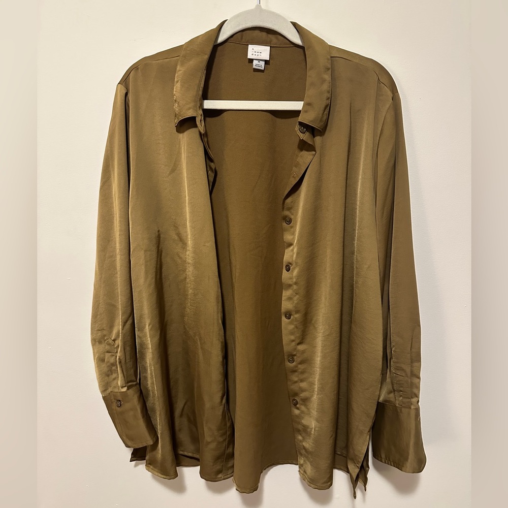 Satin button down top